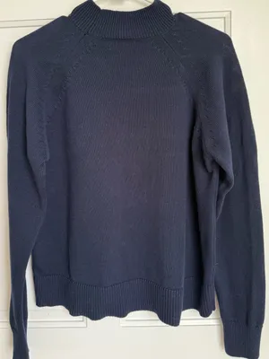 Quince Organic Cotton Navy Mock Neck Sweater‎ Size Small thumbnail 1