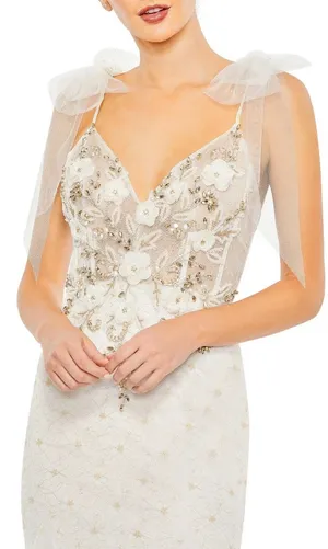 Mac Duggal White/Gold Mermaid Gown 50666 thumbnail 2