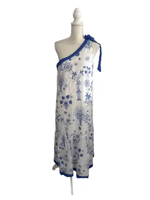 SUGARLIPS Blue White Aegean Maxi Vacay Dress Sz Large NEW NWT thumbnail 3