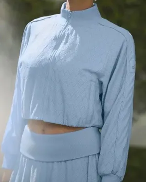 Alo Yoga Cropped Doubles Only Full Zip Jacket Seashell Blue S thumbnail 1