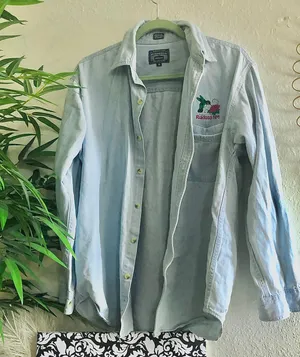 Denim shirt button up down shirt jacket shacket (Size M) Size M thumbnail 1