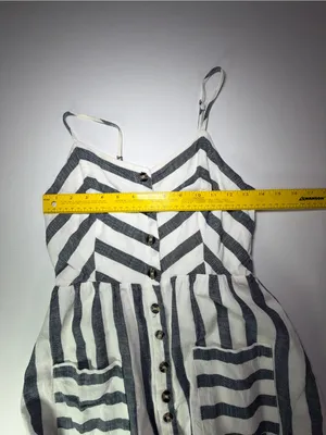 Blu Pepper White & Gray Striped Button-Front Spaghetti Strap Mini Dress thumbnail 4