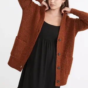 Madewell Cowen Cardigan Sweater Burnt Orange Oversized Fuzzy Knit XS Wool thumbnail 1