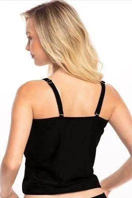 H2oh Capri Tankini Swimtop Swimsuit Black Size L GUC thumbnail 2