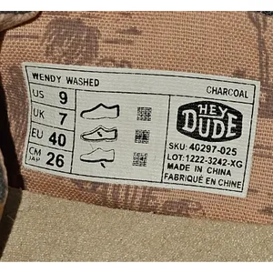 NWOT Hey Dude Womens Washed Canvas Charcoal‎ Wendy Shoes 9 thumbnail 5