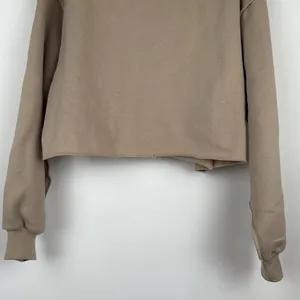Amazhiyu Cropped Sweatshirt Long Sleeves Pullover Fleece Crop Top Medium Tan thumbnail 5