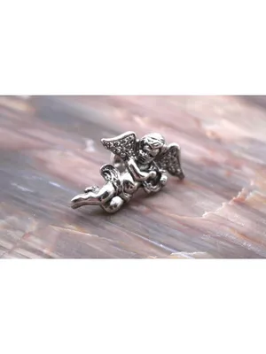 Vintage Silver Cherub Angel Lapel Hat Pin Brooch 1" Guardian Angel Gift Avon thumbnail 2