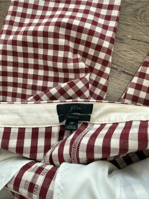 J‎ CREW MARTIE PANTS IN MAHOGANY IVORY GINGHAM SIZE 0p thumbnail 3