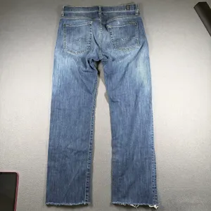 7 For All Mankind Standard Jeans Womens 31 Blue Straight Denim Stretch Raw Hem thumbnail 12