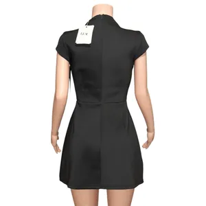 LEAU Cote Cap Sleeves Pocket Mini Dress, Black, Medium thumbnail 8