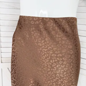 Mi Ami Francesca’s Satin Animal Print High Waist Midi Slip Skirt‎ Brown Small thumbnail 6