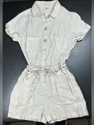 Cloth & Stone Size S 100% Linen Rolled Hem Pocket Utility Romper thumbnail 3