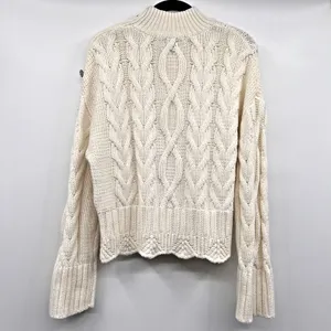 Marc New York Andrew Marc Sweater Womens Small Cream Cable Knit Mock Neck Chic thumbnail 2
