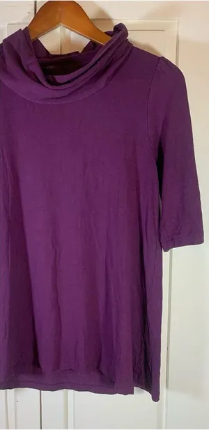 April Cornell Cottagecore Turtleneck Top Womens XXS Pink Knit Short Sleeve‎ Puff thumbnail 1