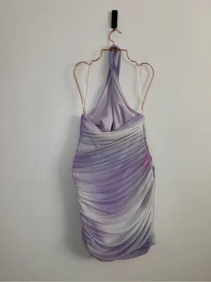 Zara Draped Printed Tulle Halter Dress thumbnail 4