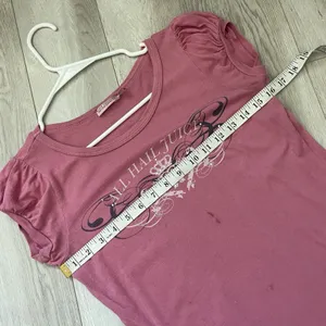 Juicy Couture Y2K Tshirt all hail jucy rhinestone graphic womens Pink (small) vintage thumbnail 3