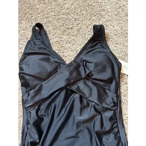 Summer Sunshine Women's Maternity One Piece Swimsuit Black Size M Black Ruched thumbnail 2
