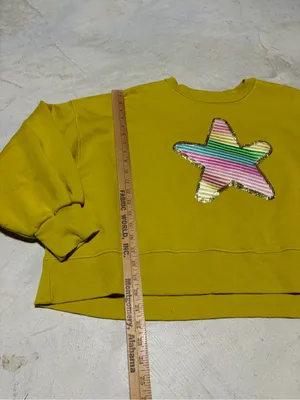 Judith March yellow green sweatshirt star XL thumbnail 5