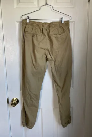 Old Navy jogger pants men's Medium khaki tan beige Flex stretch material READ thumbnail 5