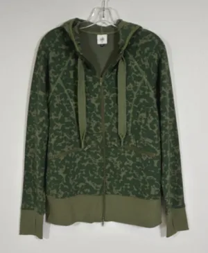 Cabi Marathon Jacket Womens M Green Camo Full Zip Hoodie Thumbholes 6030 thumbnail 1