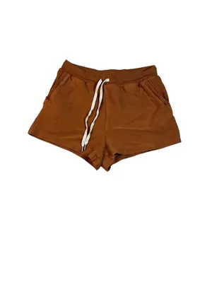 Aerie Brown Ribbed Knit Lounge Shorts with Drawstring Waist thumbnail 2