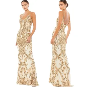 Mac Duggal Hand Embellished Sleeveless Evening Gown Nude Gold Size 10 #5107 NWT thumbnail 2