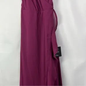 Lulu's Plum Purple In Love Forever Lace Up Back Chiffon Formal Maxi‎ Gown S thumbnail 6