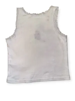 RARE Brandy Melville J. Galt Ronnie Lace floral Embroidered CropTank Top White thumbnail 6