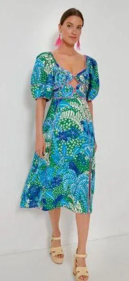 Jungle Panther Puff-Sleeve Cutout Dress thumbnail 1