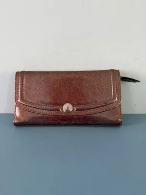 Coach Gallery Metallic Crackle Leather Trifold Snap Wallet‎ thumbnail 2