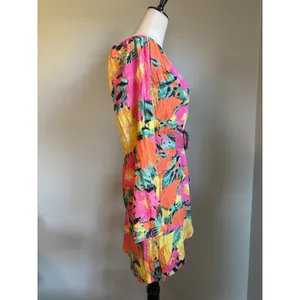Jens Pirate Booty Floral ambrosia Mini Dress Pink Yellow Orange Small boho‎ Y2K thumbnail 4
