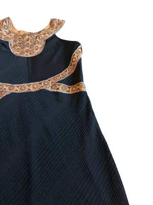 Free People Black Gold Embroidered Halter Mini Dress Beaded Trim Small Women's thumbnail 7