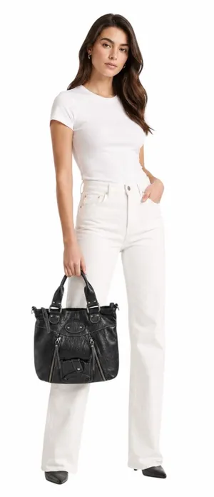 Renato Minelli Metallic Tote Bag Crossbody Bag Convertible Black thumbnail 1