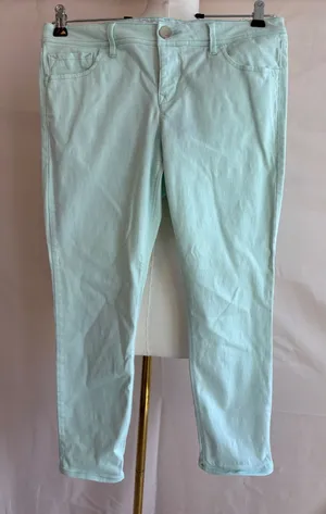 Express Jeans Cropped Legging Stella Low Rise Size 8 Mint Green thumbnail 1