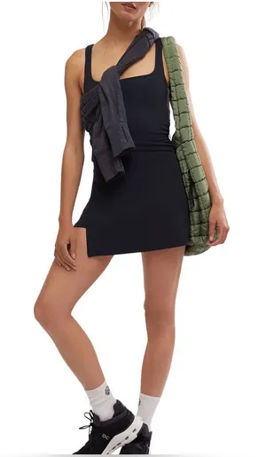 Free people movement never better dress black NWOT $118 large thumbnail 1