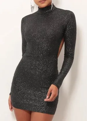 Lucy in the Sky Mini Dress Black Long Sleeve Small thumbnail 1
