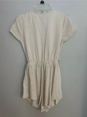 Princess Polly‎ Natural Beige Linen Romper thumbnail 3