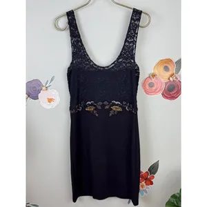 Free People Black Beaded Sleeveless Secrets of Eden Mini Dress - Size - Small thumbnail 5