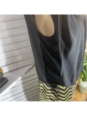 Guess mini cocktail dress black chiffon gold clubbing sequin pinup glam Y2K M thumbnail 10