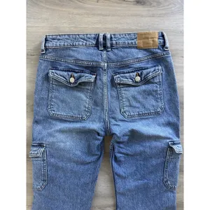 Aeropostale Jeans Womens 8R Blue Mid Rise Flare Cargo UtilityPockets Y2K Logo thumbnail 8