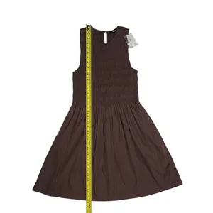 Madewell Brown The Melody Smocked Mini Dress Size XS NWT Cotton Poplin Summer thumbnail 7