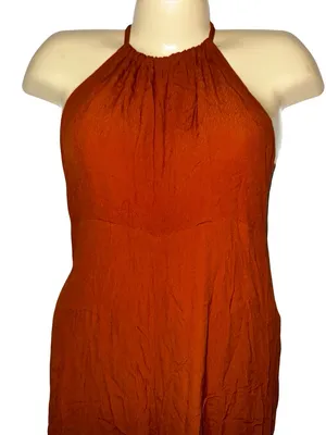 Forever 21 Halter Neck Wide-Leg Jumpsuit in Rust Orange thumbnail 2