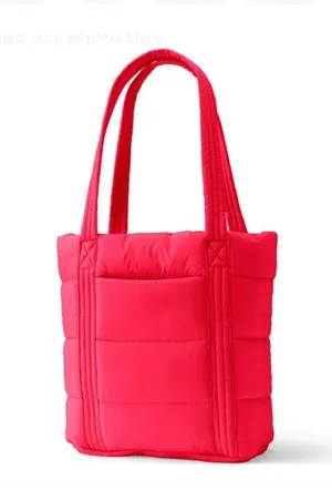 (NWT) Lands’ End Wanderweight Ultralight Packable Tote Bag in Coral Rose thumbnail 1