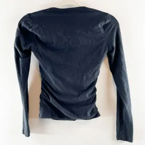 Abercrombie Ava Ruched Square Neck Long Sleeve Top Black Small thumbnail 4
