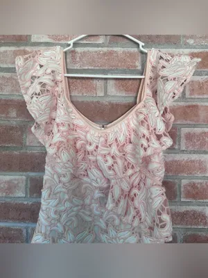 Club Monaco Lace Dress Sheath Women’s 00 Pink Ruffle Feminine Angel Coquette thumbnail 2