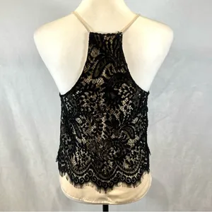 Bleuh ciel black lace overlay nude cami top size XS thumbnail 4