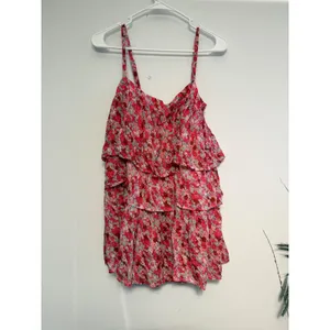 FP One Free People Pink Floral Ruffle Tiered Camisole‎ Smocked Back Top Medium thumbnail 2