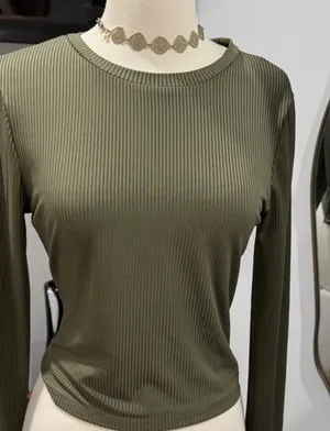 Olive Green Ribbed Long thumbnail 2