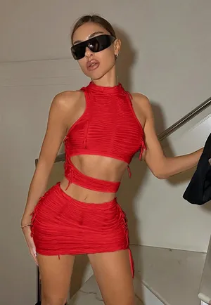 Cut-Out Crop Top & Skirt Set thumbnail 1