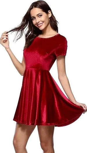 Wine Red Velvet Dress thumbnail 1